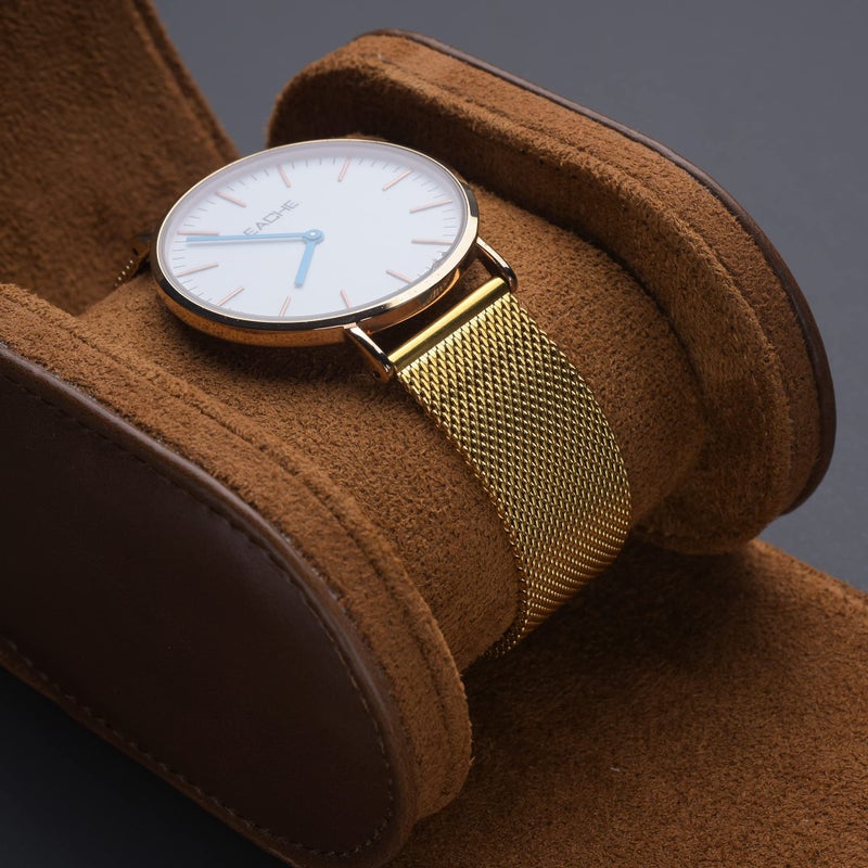 EACHE 18mm Gold Stainless Steel Mesh Watch Band Quick Release Mesh Watch Straps 18mm Gold - Image 5